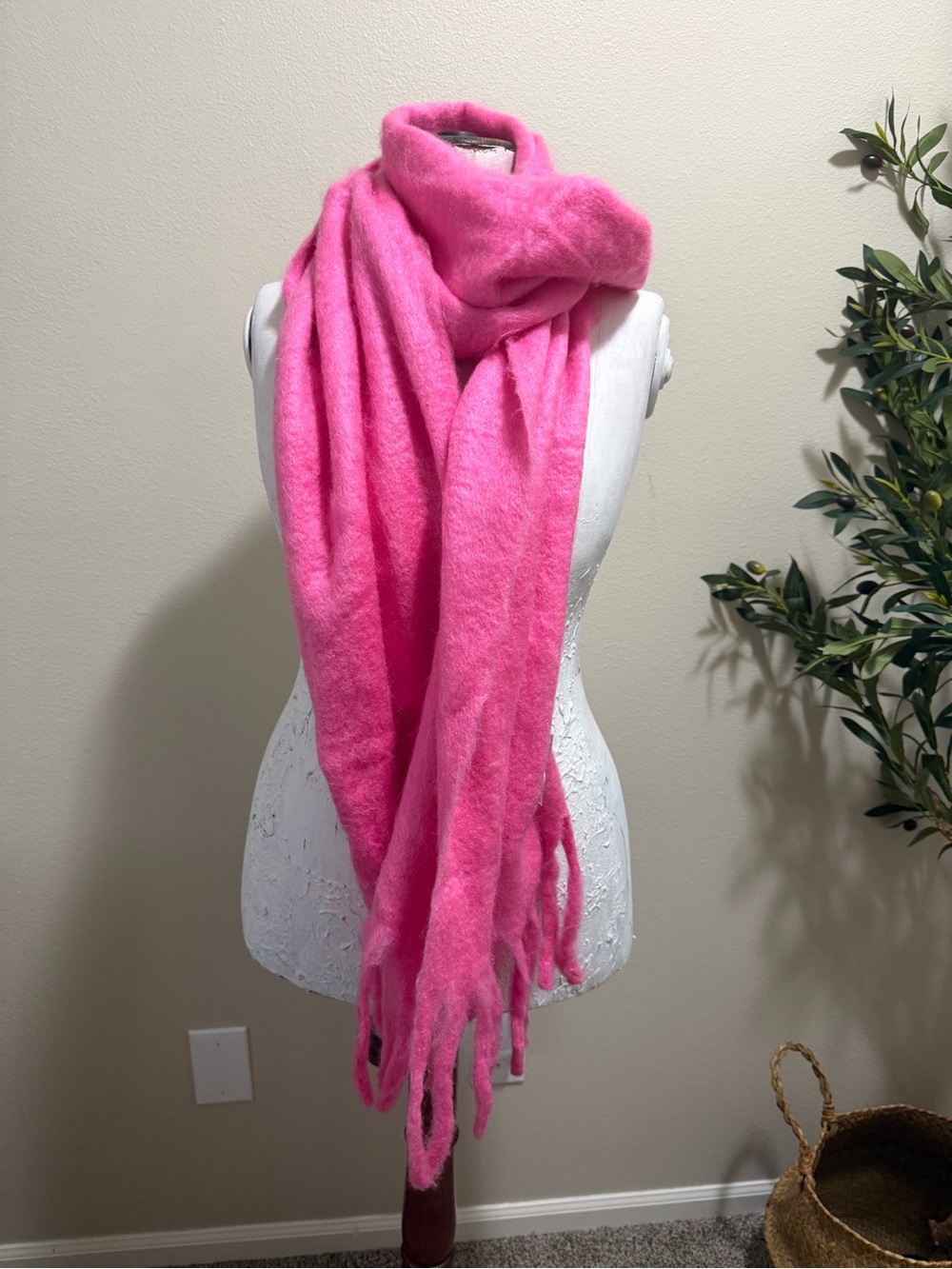 GAP Hot Pink Oversized Fringe Scarf